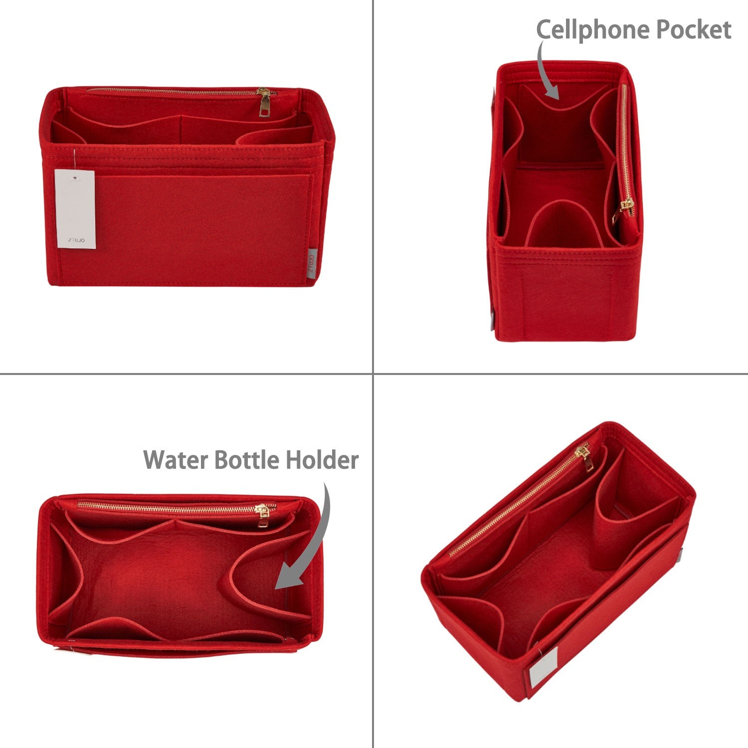 Filz-Einsatz für Handtaschen mit Flaschenhalter – Schlank Medium, Large, X-Large product image 11