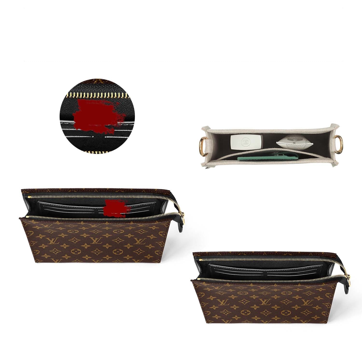 Premium Handtaschen-Organizer für LV Poche Toilette 19 / 26 – Warmgrau oder Sonderfarbe product image 5