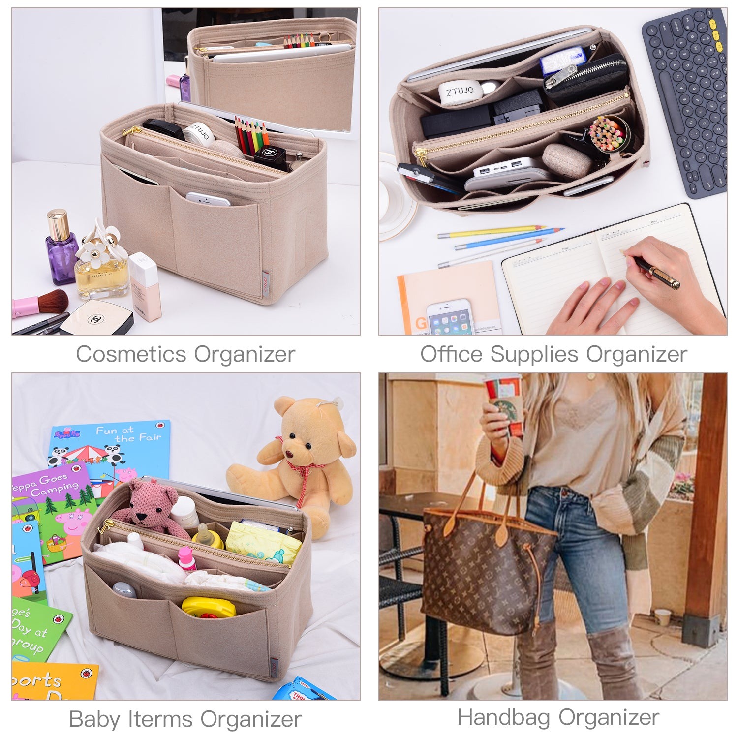 Hochwertiger Taschenorganizer-Einsatz mit YKK-Reißverschluss – Passt für LV Speedy, Neverfull, Tote (5 Größen) product image 7