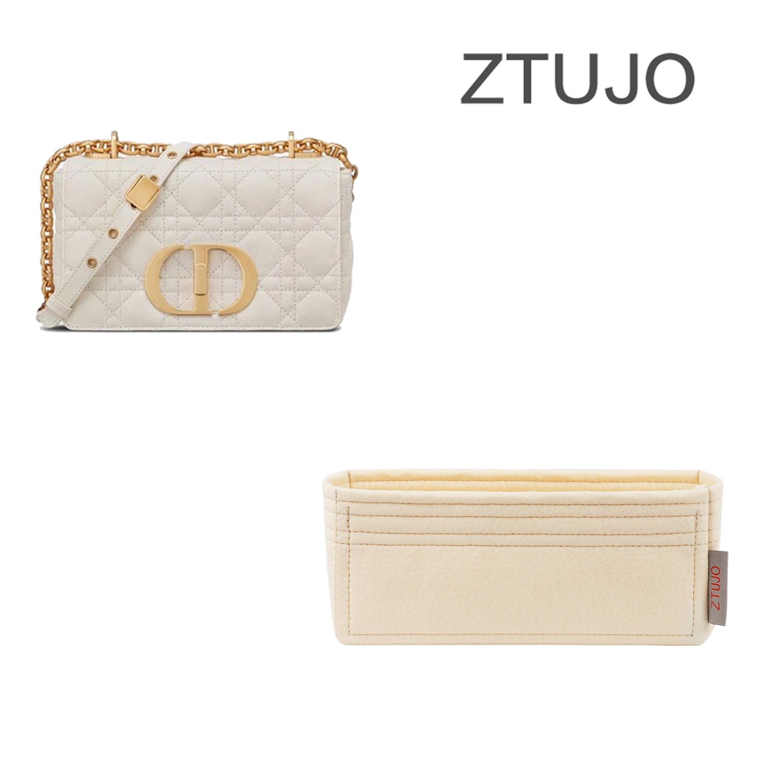 Einsatz für Dior Caro Bag Small / Medium / Large – Filzeinlage mit 2 Taschen