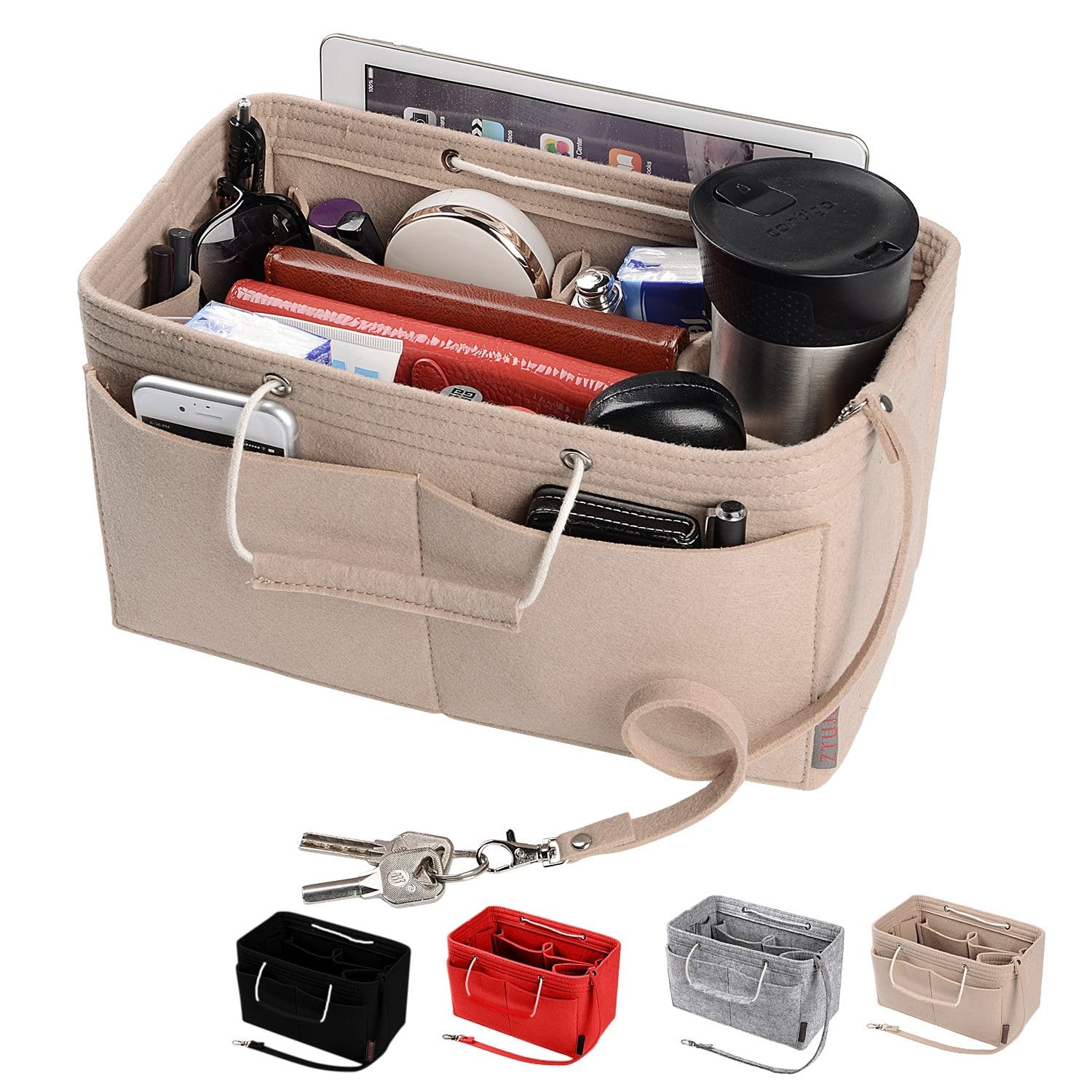 Mehrfachtaschen-Filz-Organizer für Handtaschen mit Griffen – Passend für LV Speedy 30, 35 & Neverfull MM (Medium/Large) product image 22