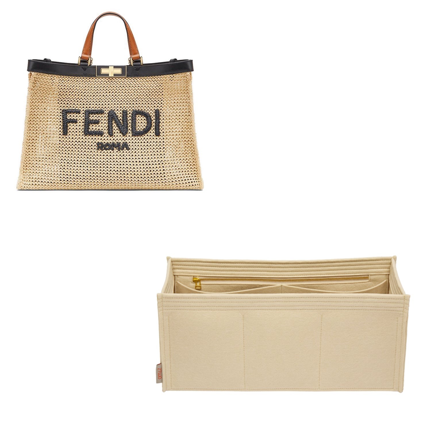 Taschenorganizer für Fendi Peekaboo X Tote Medium Perfekt – 6-Fächer Filzeinlage