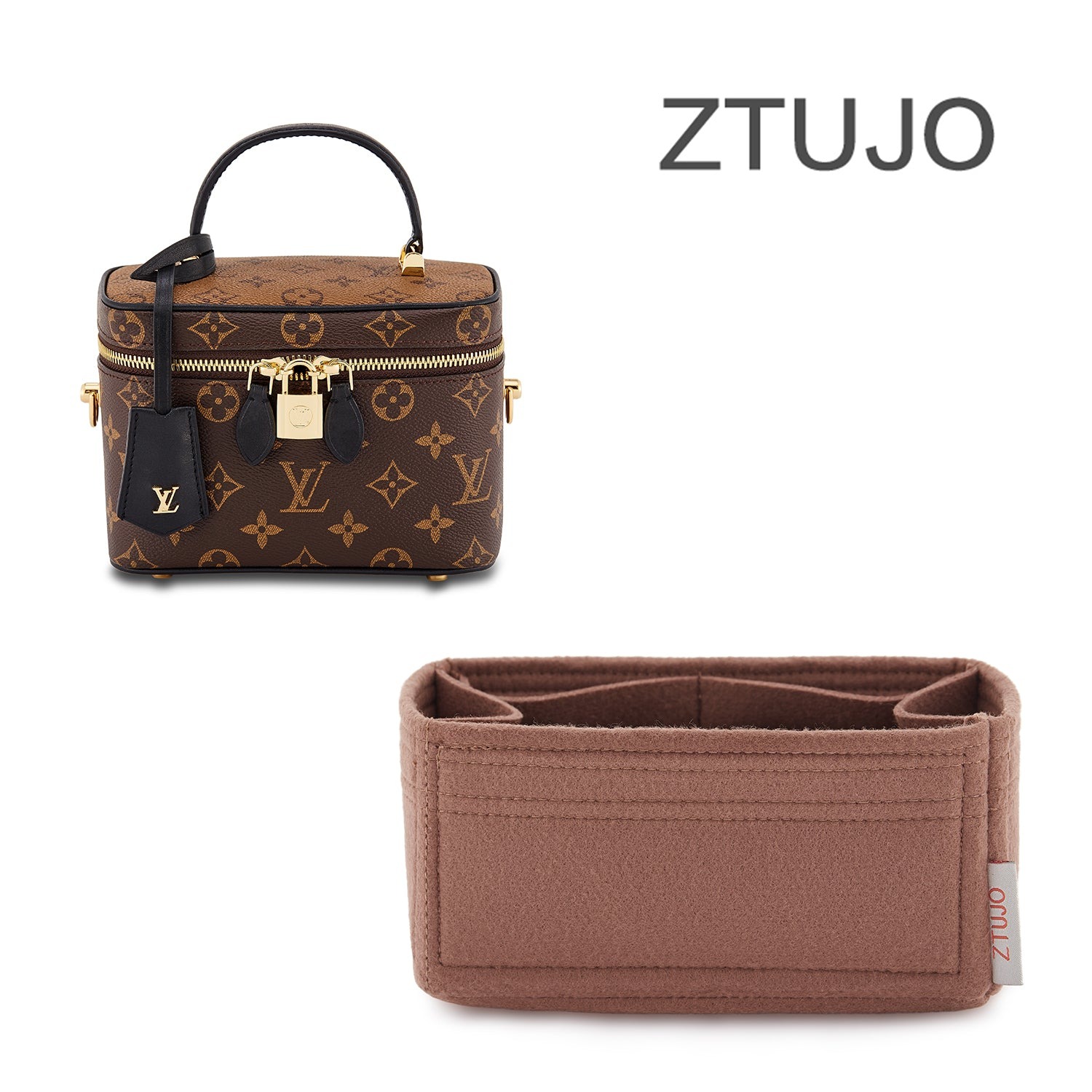 Einsatz für LV Vanity PM Passt perfekt! – 7-Fach-Einsatz aus Filz, YKK-Reißverschluss product image 2