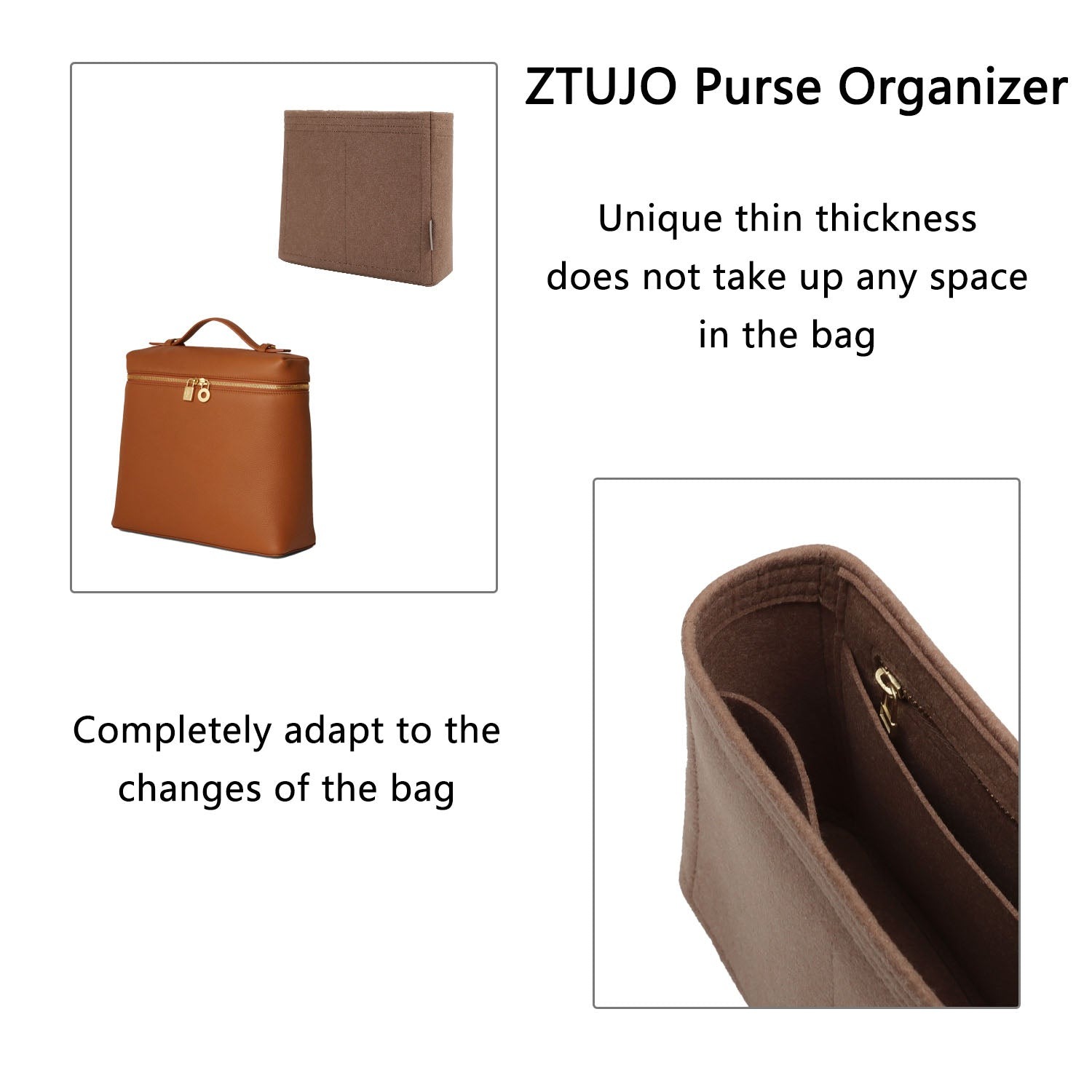 Taschenorganizer für Loro Piana Extra Pocket Rucksack L23.5 – Einsatz aus Filz mit 4 Fächern product image 6