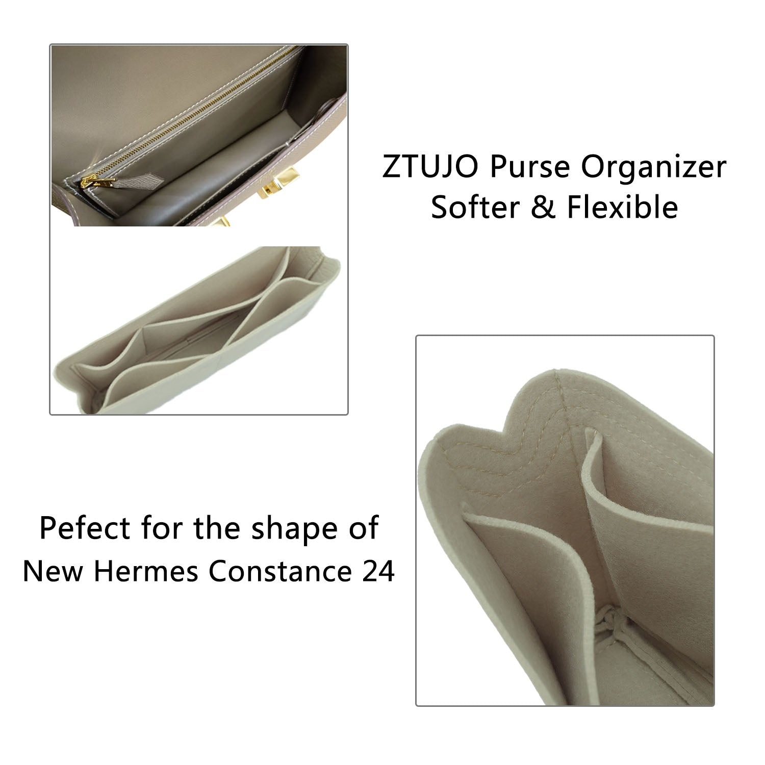 Premium-Geldbörsen-Organizer für die neue Hermes Constance 24 – Warmgrau / Maßanfertigung detail image 5