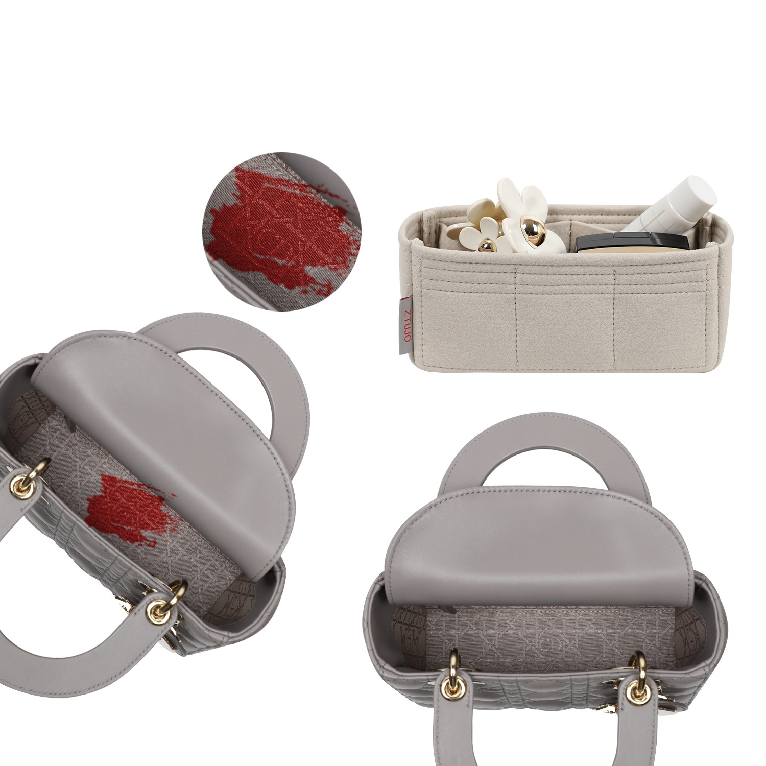 Einsatz für die Lady Dior Mini / Small / Medium / Large – 6 Fächer, Filz detail image 3