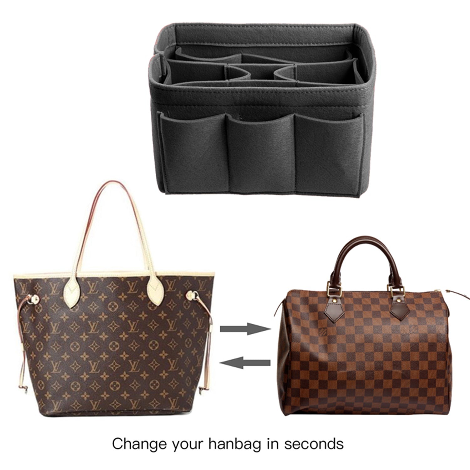 INNERBAG Taschenorganizer mit genähtem Boden für LV Speedy 35 und Neverfull MM – Groß product image 34