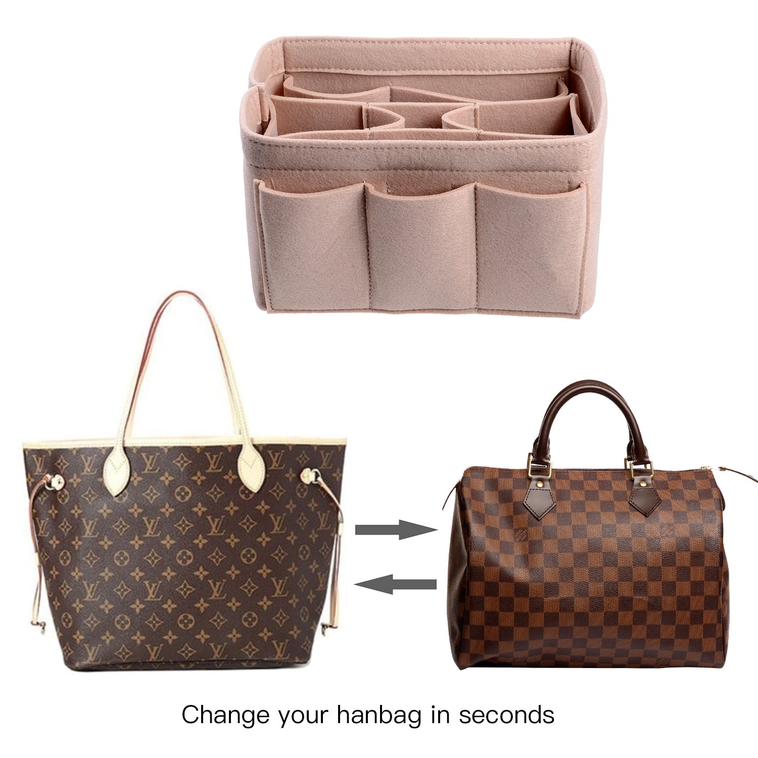 INNERBAG Taschenorganizer mit genähtem Boden für LV Speedy 35 und Neverfull MM – Groß product image 27