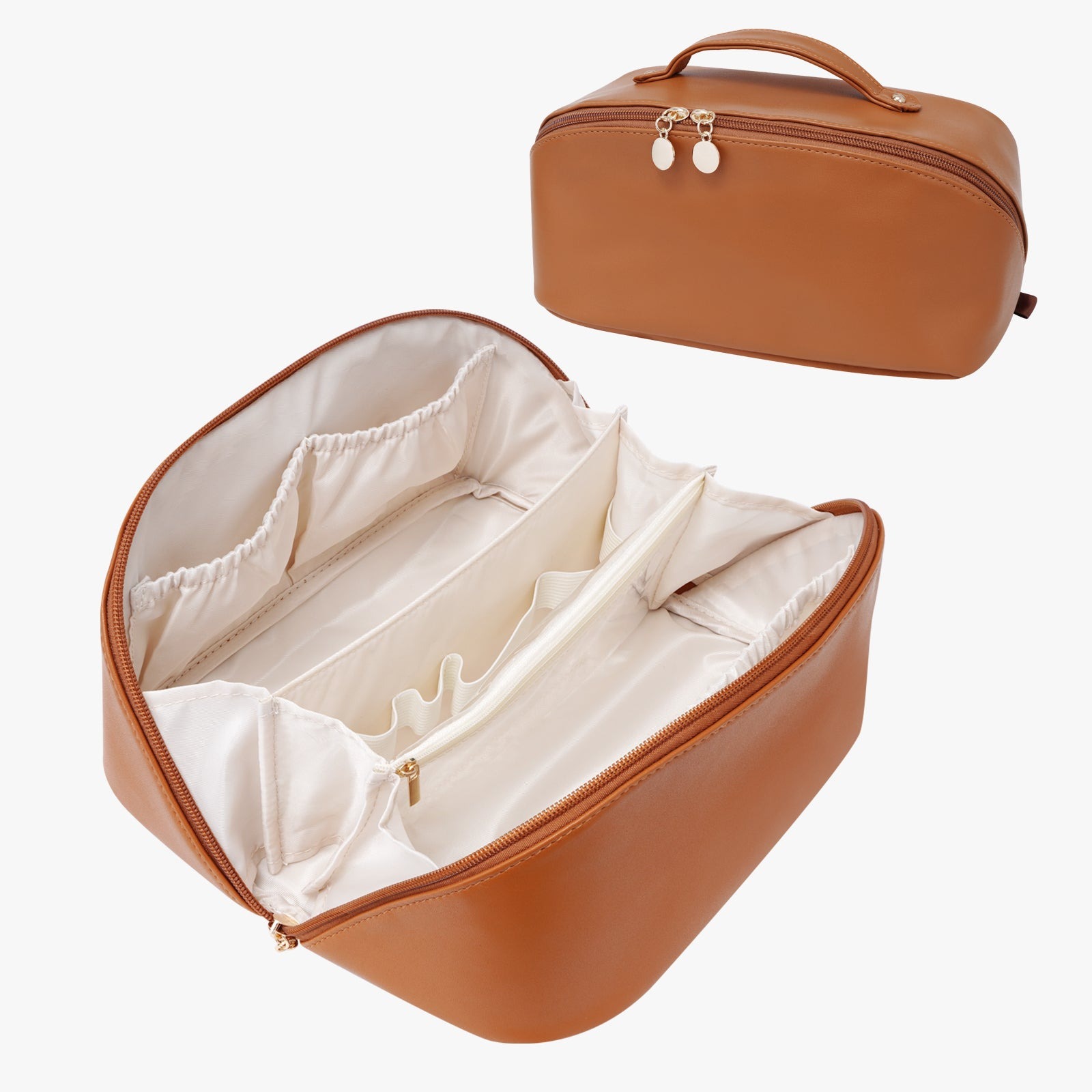 Große Kapazität, wasserdichte Kosmetiktasche aus PU-Leder für Damen – Make-up-Organizer mit Trennwand und Tragegriff product image 28