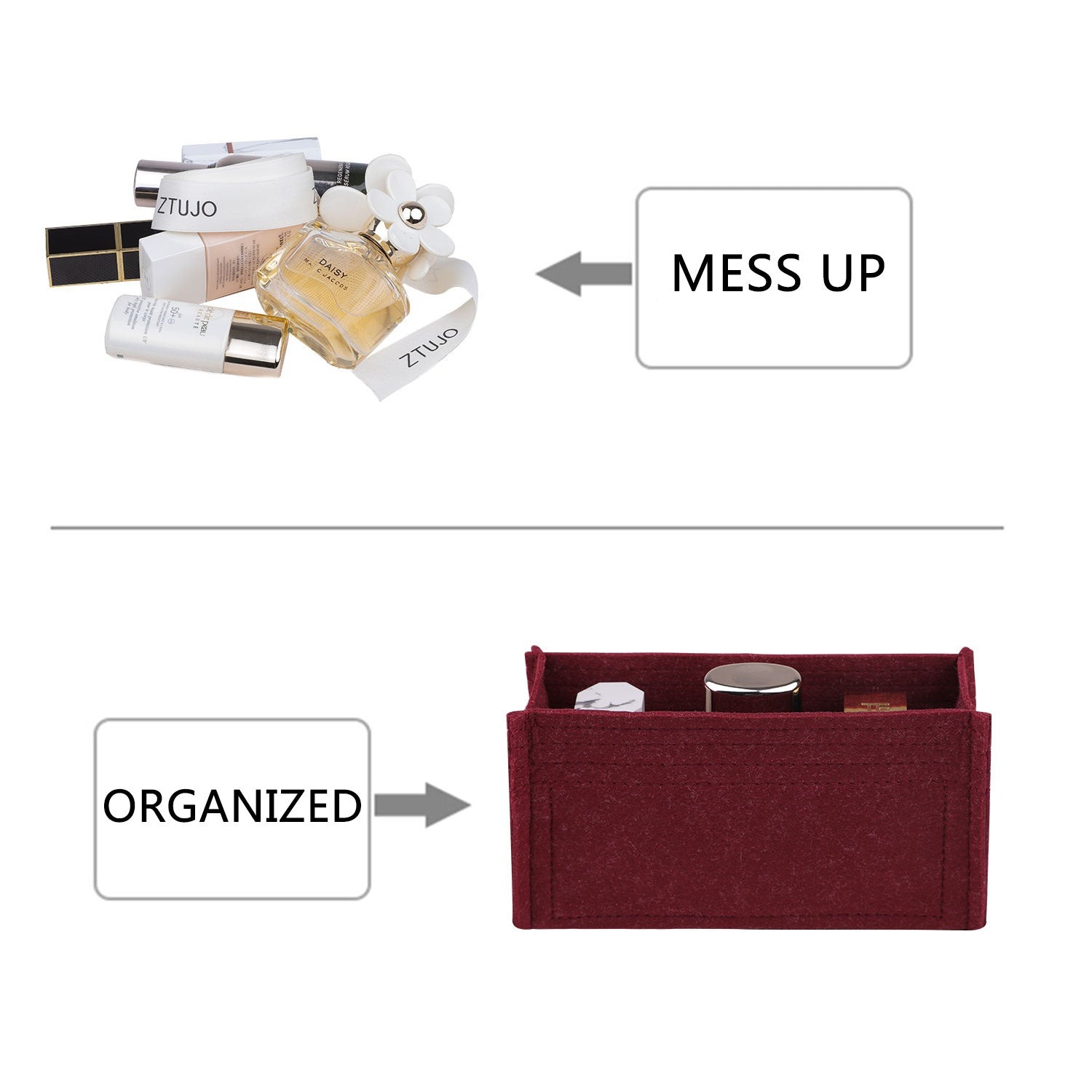 Taschenorganizer für Chanel 2021 Double Gold Ball CF Mini 19 / 22 – 3 Fächer, Filz product image 4