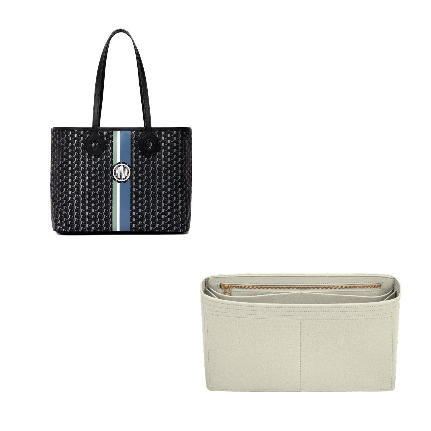 INNERBAG Geldbörsen-Organizer für Moynat OH Tote PM / MM / GM – 7-Fächer-Filzeinlage