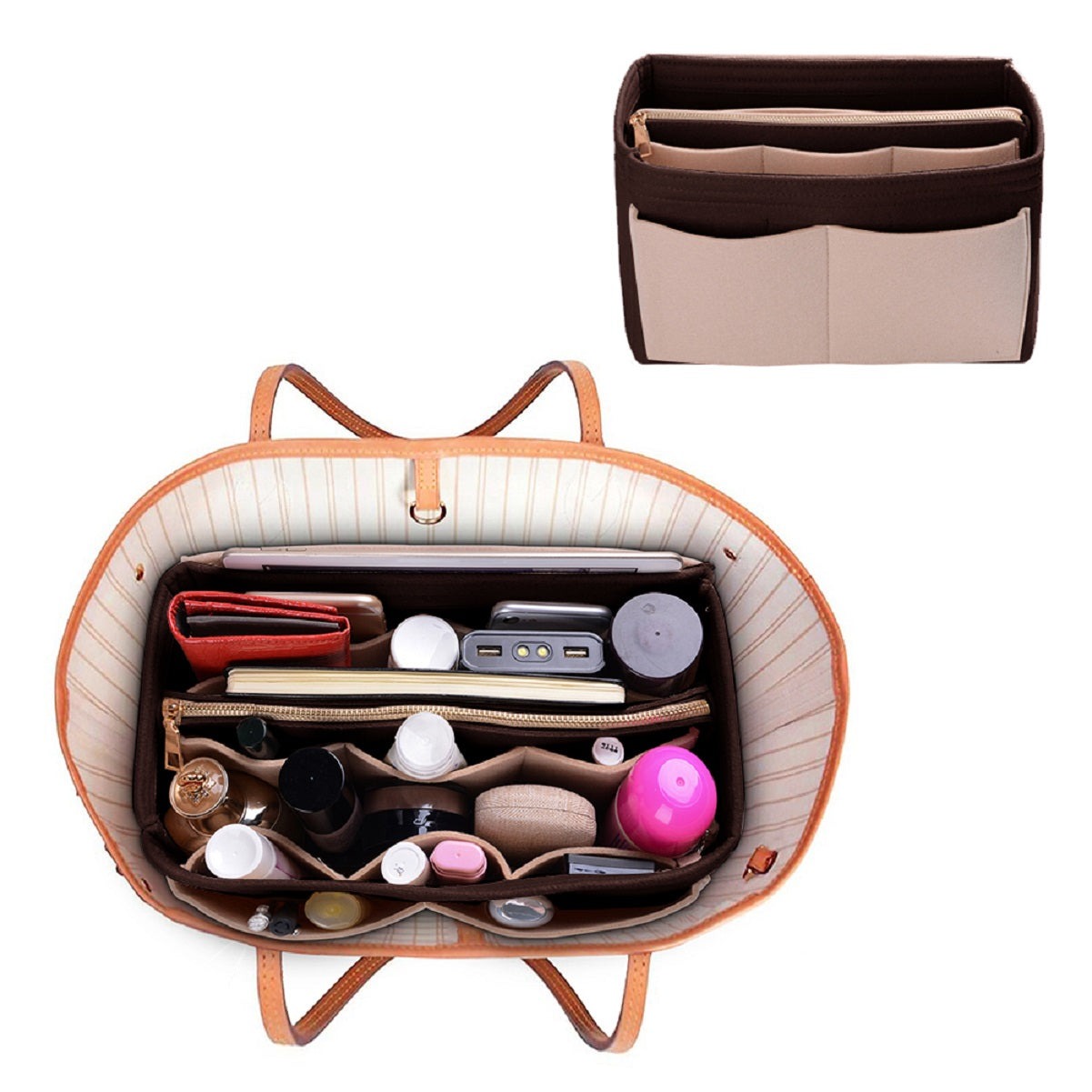 Taschenorganizer für LV Speedy Neverfull Tote – 6 Größen, Filz-Tascheneinsatz mit Reißverschluss product image 49