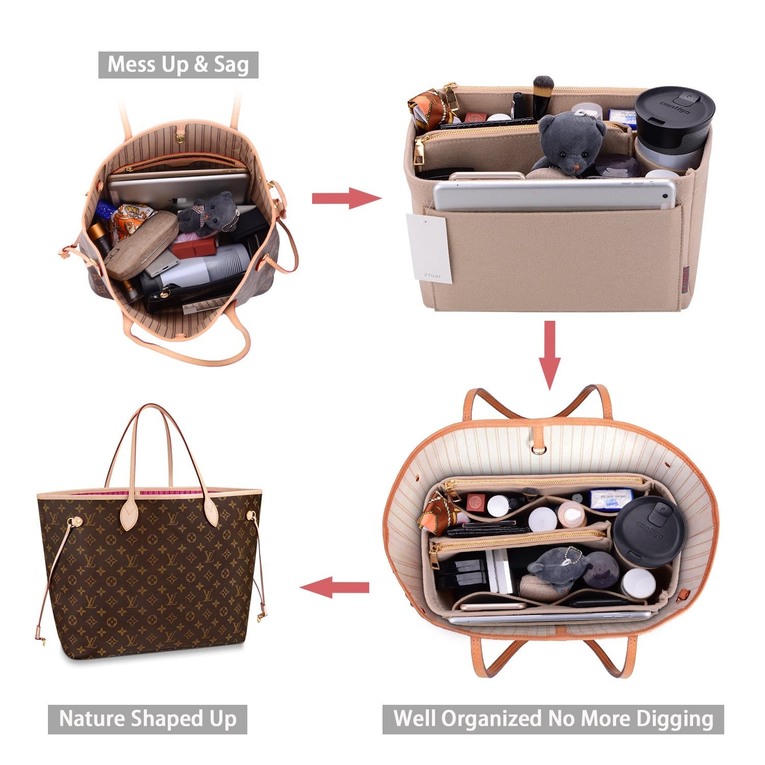 Organizer-Einlage für LV Speedy, Neverfull, Graceful, Tote – Filz-Taschenformer product image 41