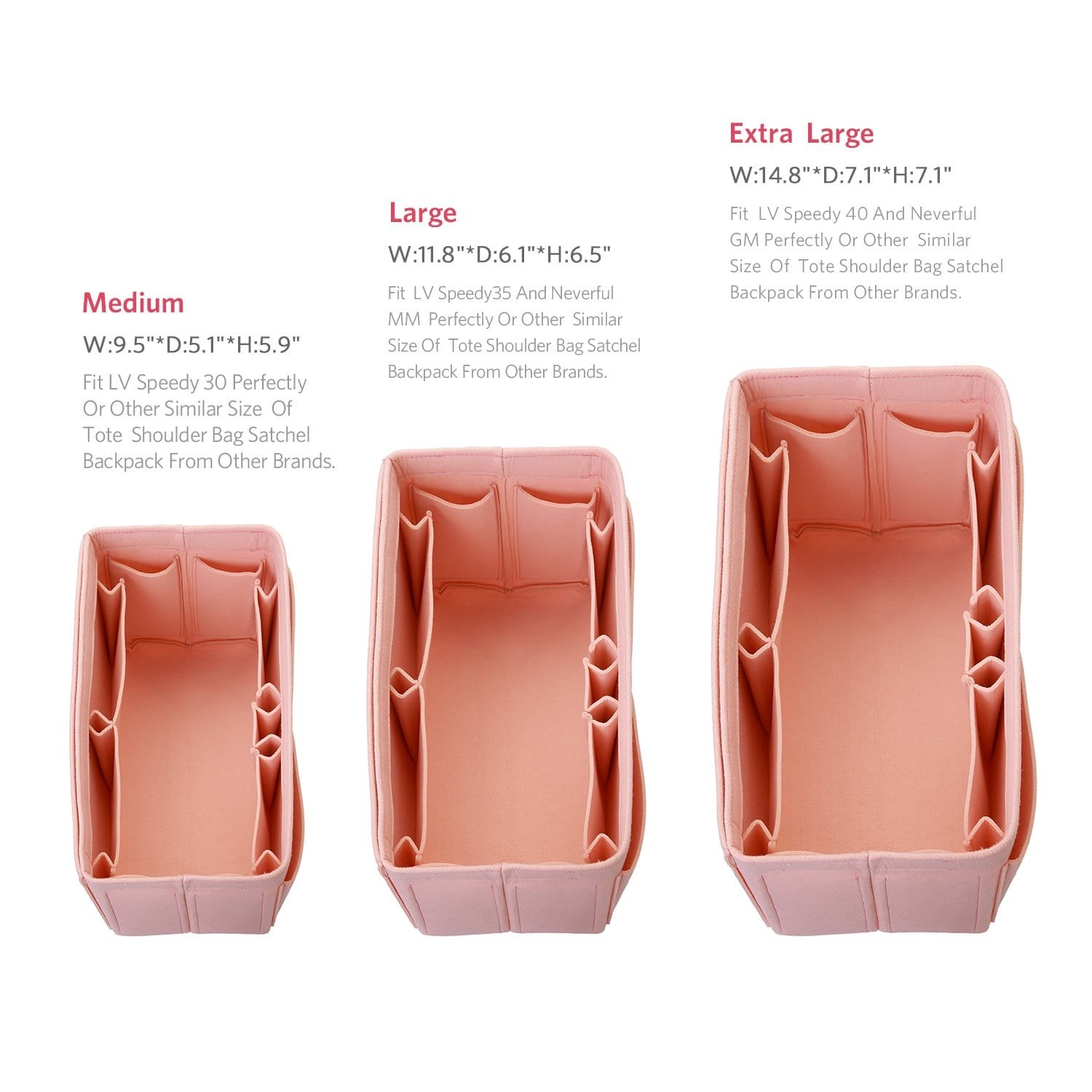 Filz Handtaschen-Organizer – Extra Large (passt für Speedy 40 / Neverfull GM) product image 51