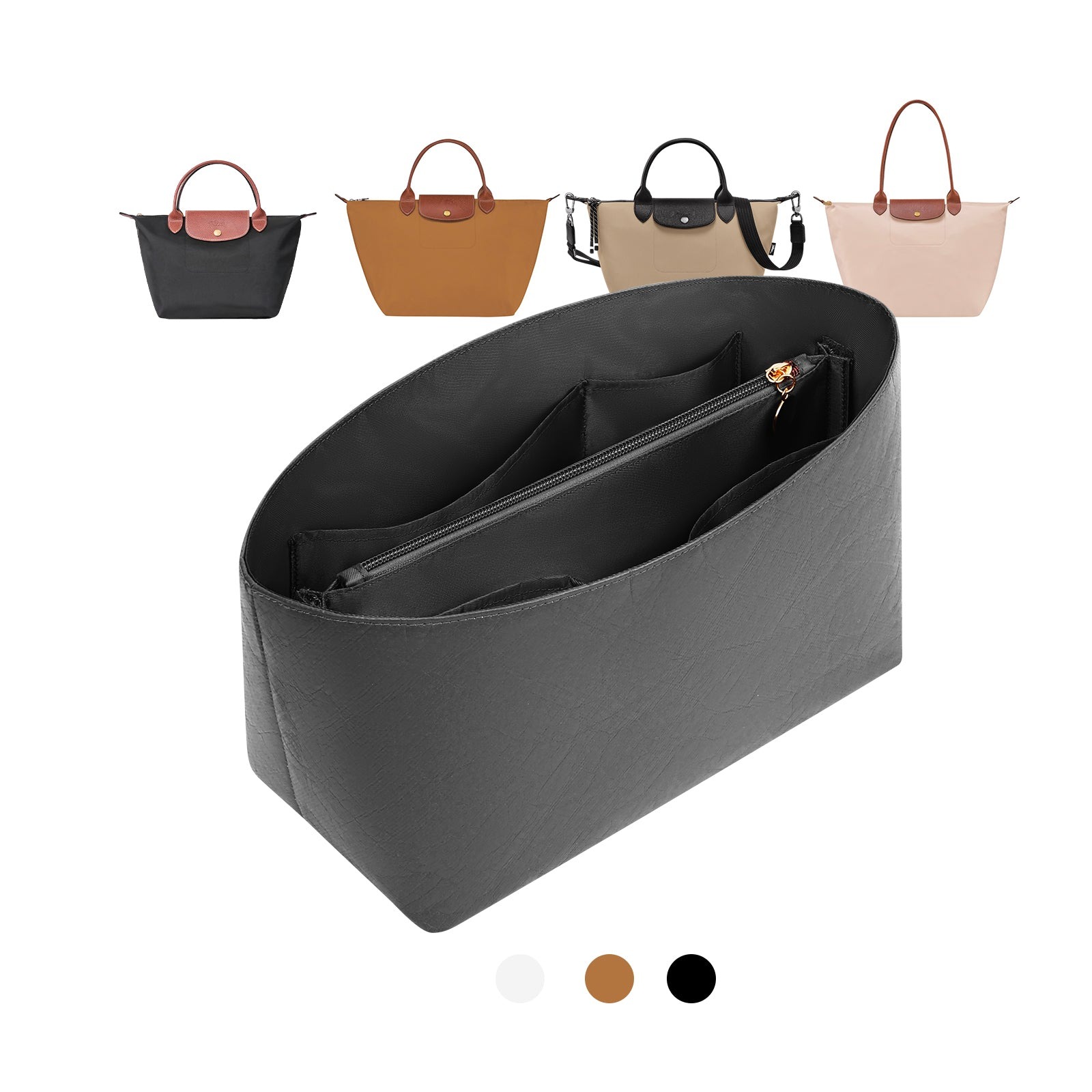 Einsatz für Handtaschen-Organizer für Longchamp Le Pliage – ultraleichtes, wasserabweisendes, umweltfreundliches DuPont-Papier, 6 Taschen product image 2
