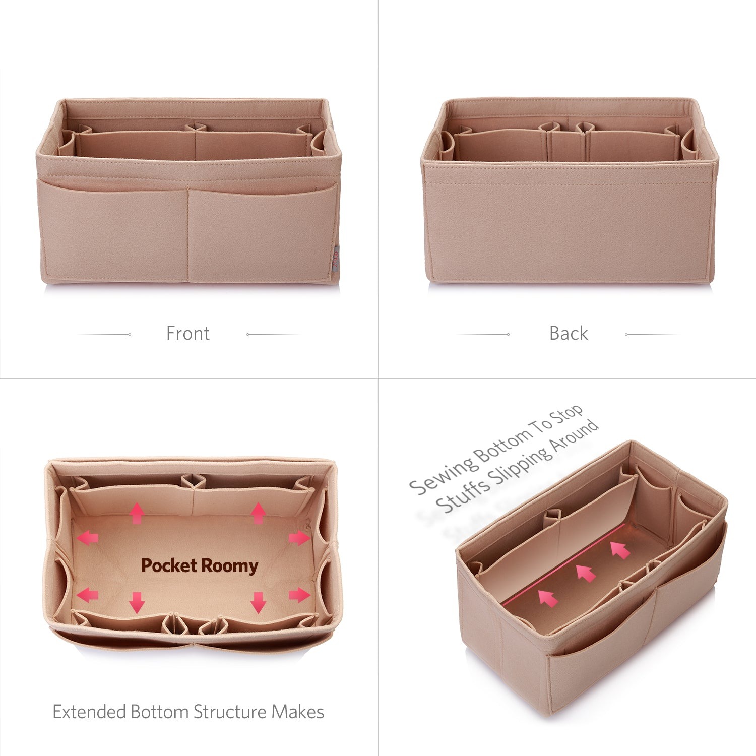 Filz Handtaschen-Organizer – Extra Large (passt für Speedy 40 / Neverfull GM) detail image 2