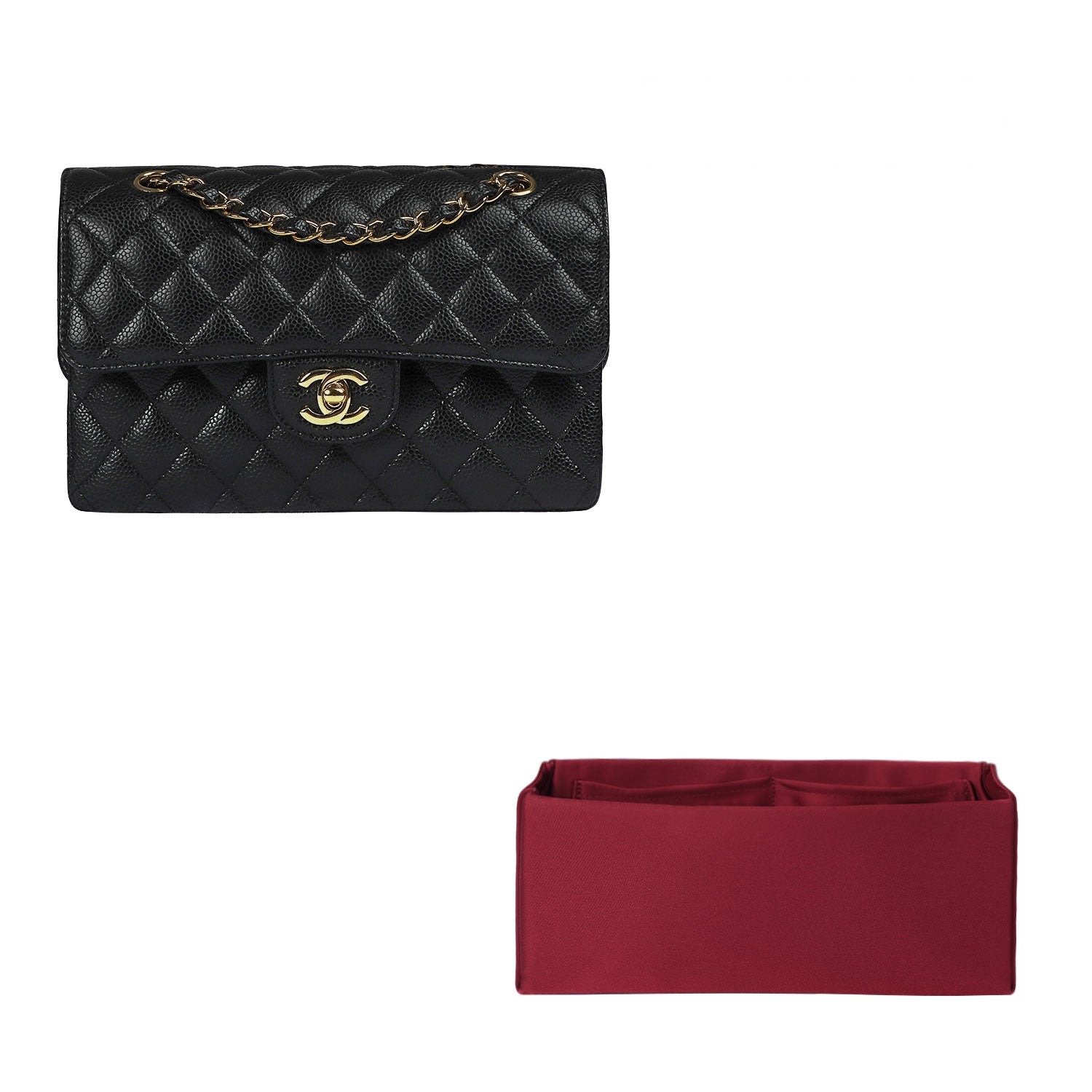Seiden- & Satin-Purse-Organizer für Chanel CF Mini Square 17 cm / Mini / Small / Medium / Jumbo / Maxi