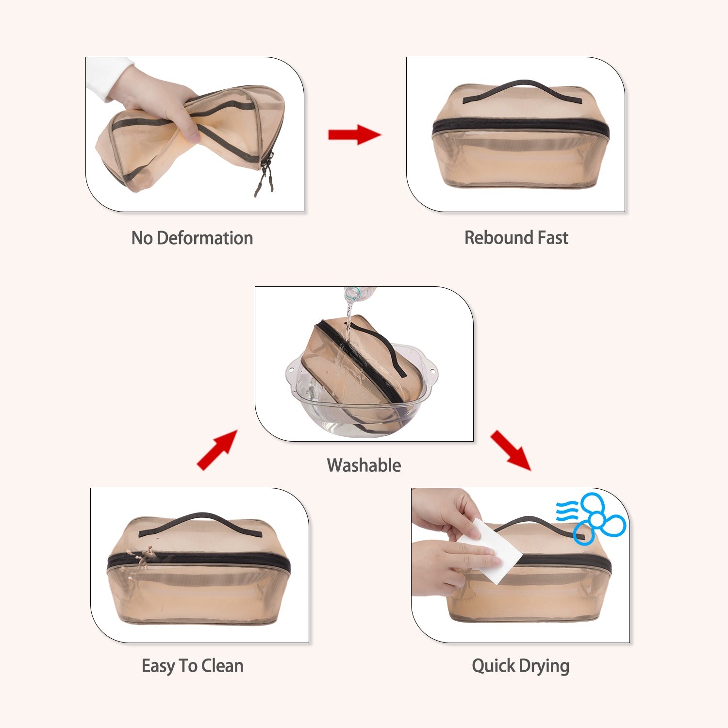 Reise-Kosmetiktasche, Kosmetiktasche mit großem Fassungsvermögen für Frauen, Kulturbeutel aus Mesh mit Organizer-Einteilung und Tragegriff product image 12