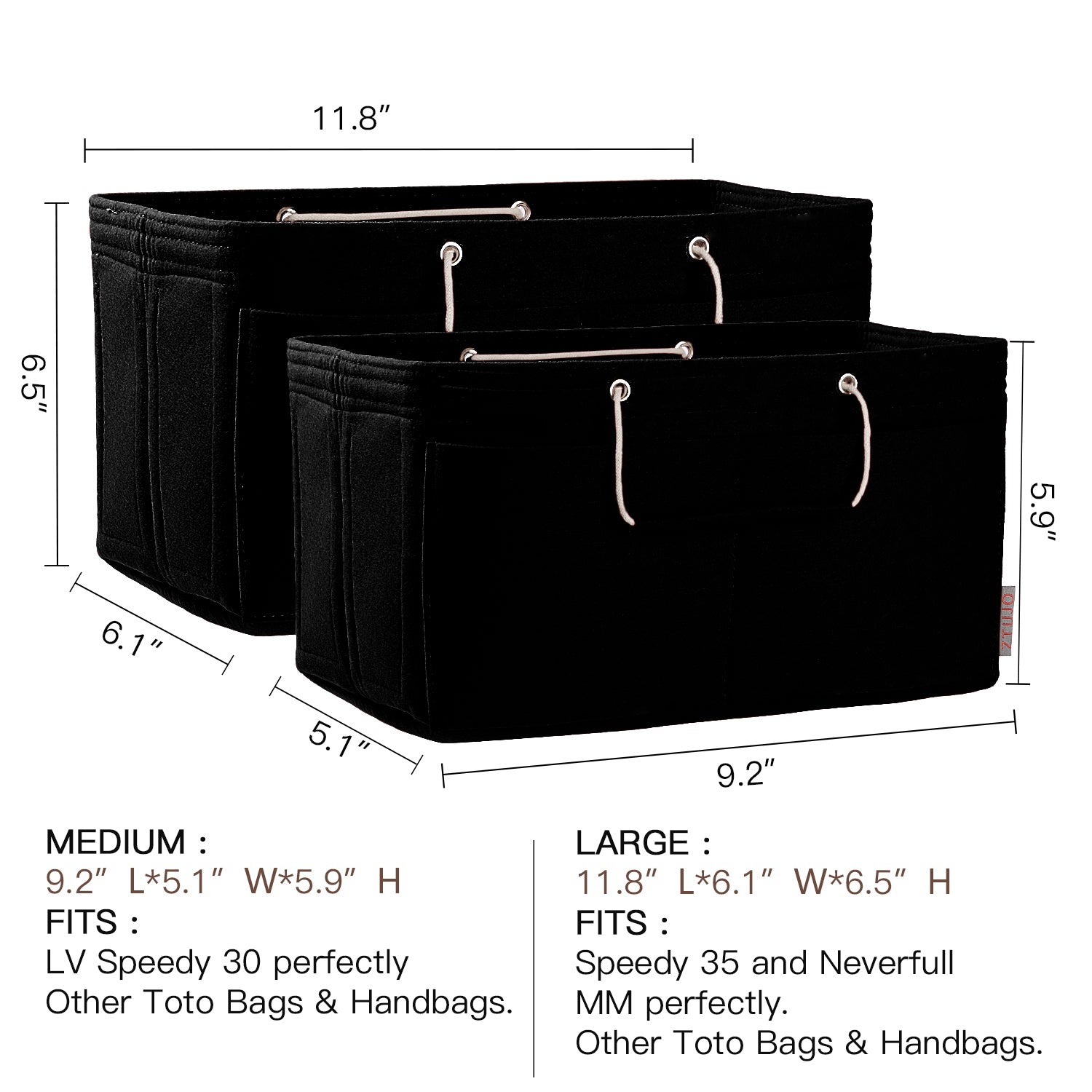 Mehrfachtaschen-Filz-Organizer für Handtaschen mit Griffen – Passend für LV Speedy 30, 35 & Neverfull MM (Medium/Large) product image 16