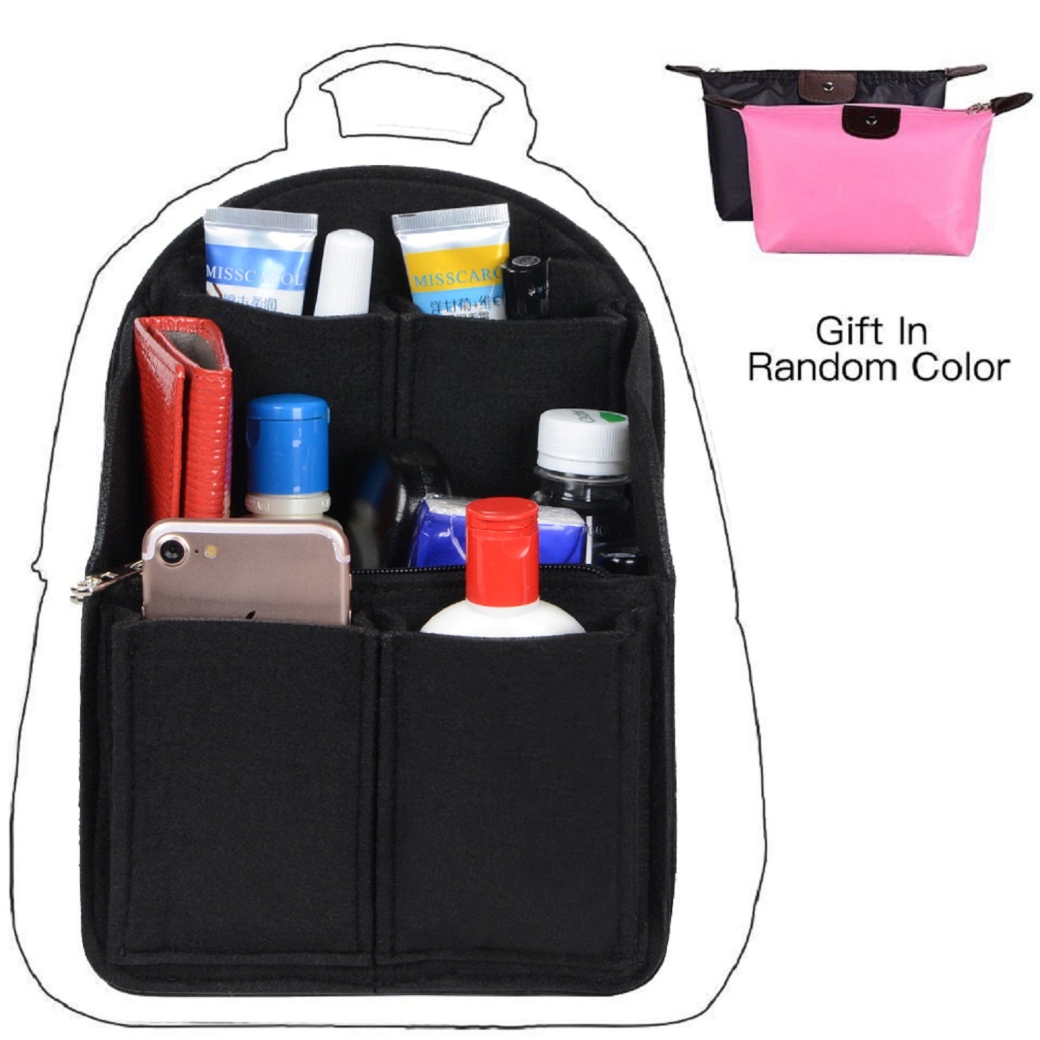 Filz-Organizer für Rucksäcke – Passend für runde und eckige Taschen, Beige/Grau/Kaffee/Schwarz product image 42