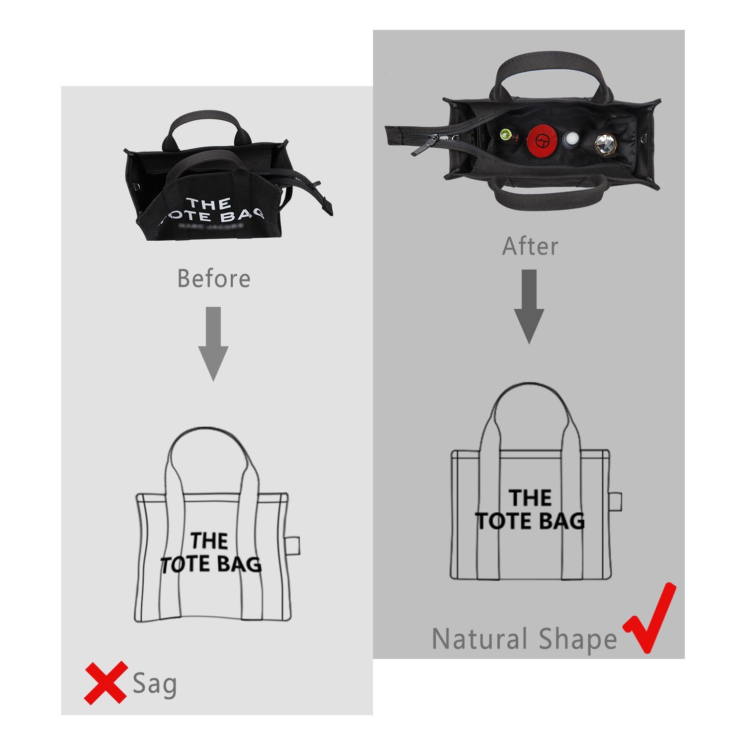Seidiger Taschenorganizer-Einsatz für Handtaschen mit Reißverschluss – Passend für LV Neverfull, Speedy, Onthego, Artsy, Tote – 6 Größen product image 12