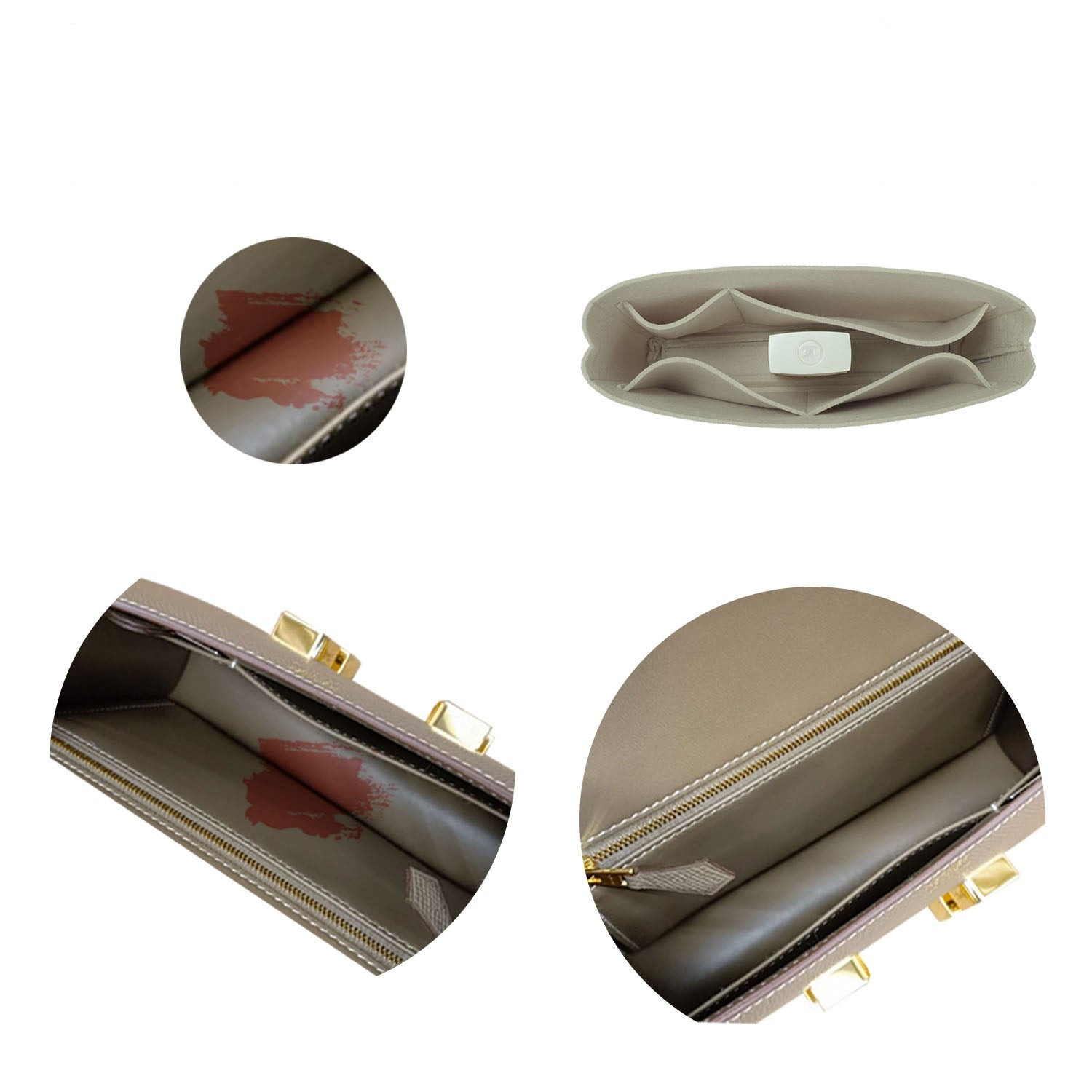 Premium-Geldbörsen-Organizer für die neue Hermes Constance 24 – Warmgrau / Maßanfertigung detail image 3