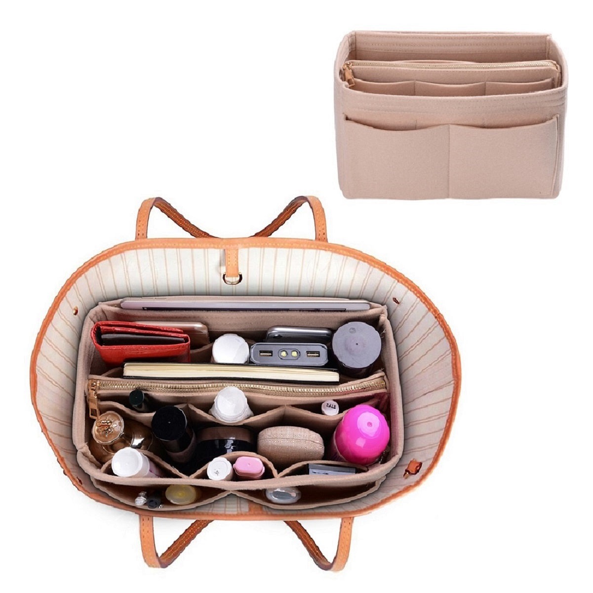 Taschenorganizer für LV Speedy Neverfull Tote – 6 Größen, Filz-Tascheneinsatz mit Reißverschluss product image 6