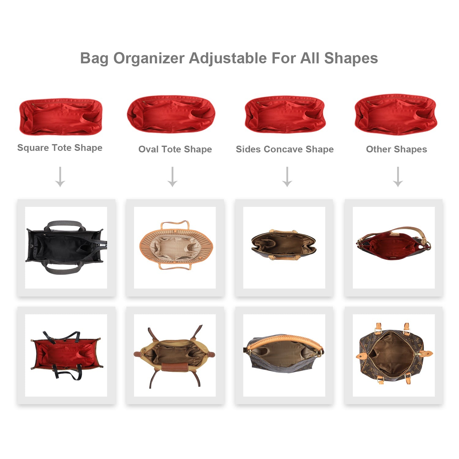 Seidiger Taschenorganizer-Einsatz für Handtaschen mit Reißverschluss – Passend für LV Neverfull, Speedy, Onthego, Artsy, Tote – 6 Größen product image 20