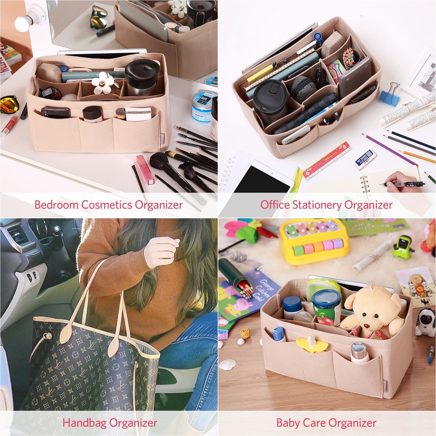 Filzeinlage-Beutelorganizer für Handtasche – Passt für LV Speedy 25 / 30 / 35 / 40, Neverfull MM / GM product image 8