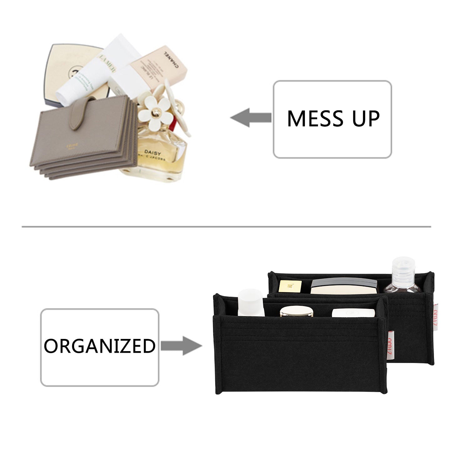 Premium Geldbörsen-Organizer für LV Dauphine Mini / Medium – 2 Fächer, weicher Filz detail image 5