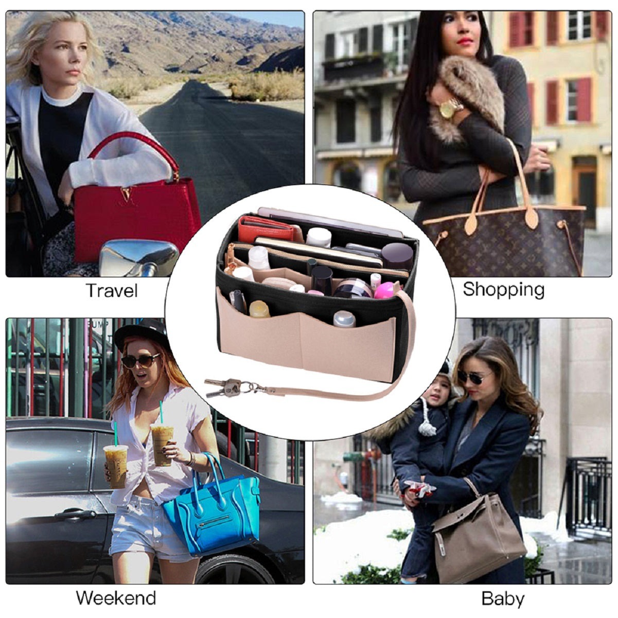 Taschenorganizer für LV Speedy Neverfull Tote – 6 Größen, Filz-Tascheneinsatz mit Reißverschluss product image 43