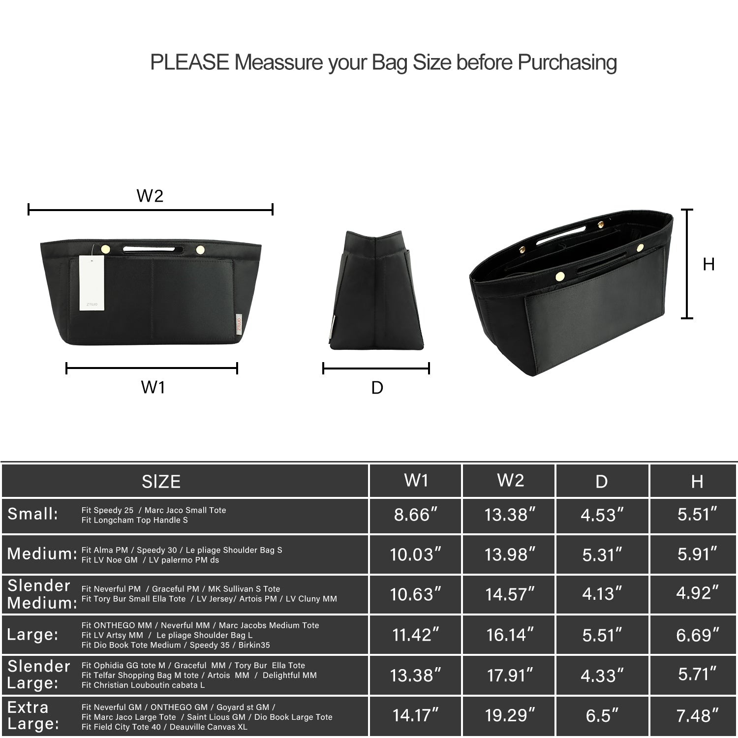 Knödel-Design Handtaschen-Organizer-Einsatz für Handtasche und Tote Bag-Formformer – Passt für Speedy, Neverfull, 6 Größen product image 10