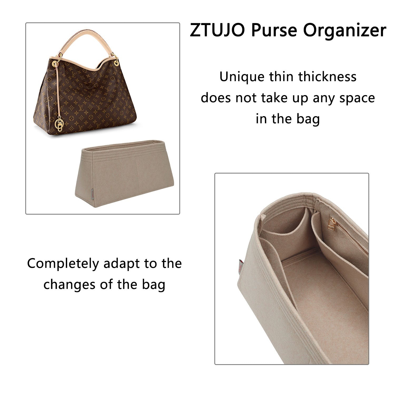Premium Handtaschen-Organizer für LV Artsy MM / GM – 7-Fächer-Filzeinlage product image 6