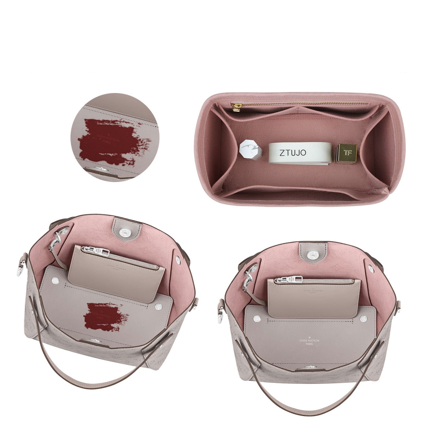 Premium Geldbörsen-Organizer für LV Hina PM – 6 Fächer, weicher Filz, YKK-Reißverschluss product image 5