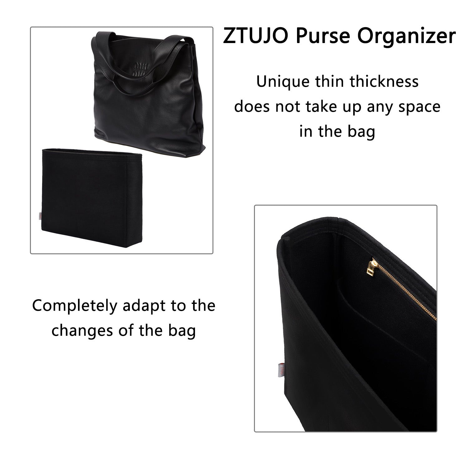 INNERBAG Geldbörsen-Organizer für Miu Miu Leder-Hobo-Bag – 5 Fächer, YKK-Reißverschluss, individuelle Farbe product image 6